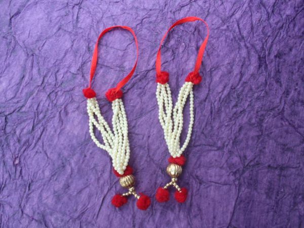 Classic Red And White beads (Moti) Mala Set 2PCS