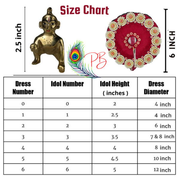 Laddu Gopal Dress Size Chart