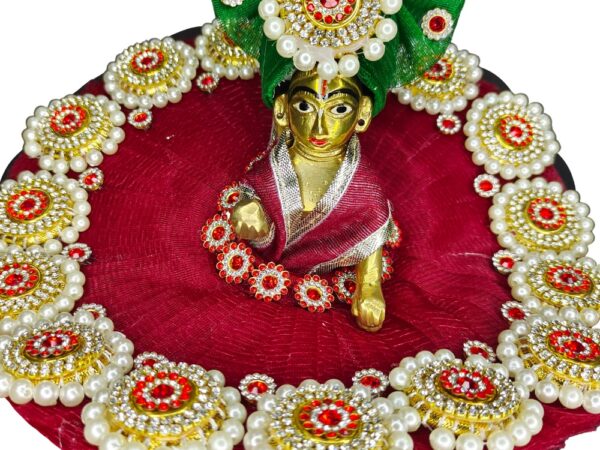 Ladoo Gopal Maroon Designer Poshak with Pagdi