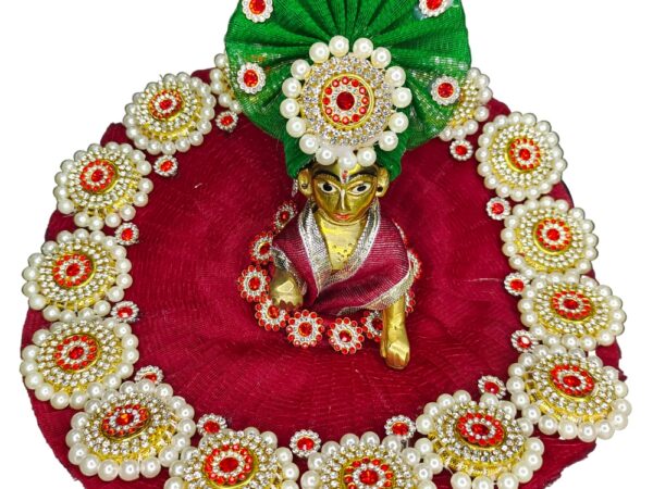 Ladoo Gopal Maroon Designer Poshak with Pagdi