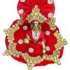 Laddu Gopal Red Stone Dress with Pagadi| Size 0-1| 4 Inches Dress