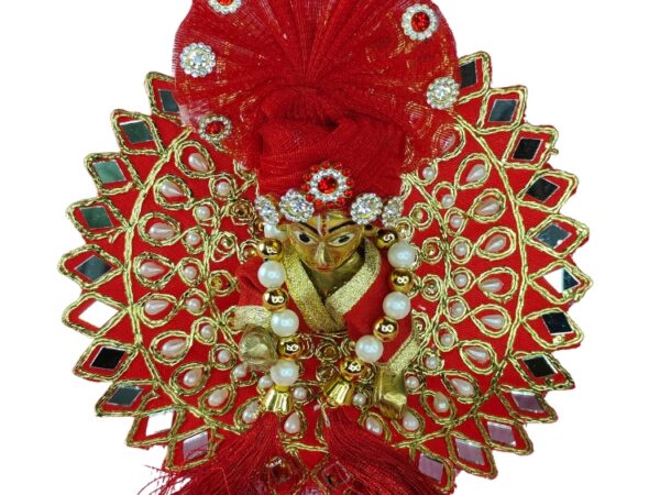 Laddu Gopal Ji Mirror Designer Dress with Pagdi | Red