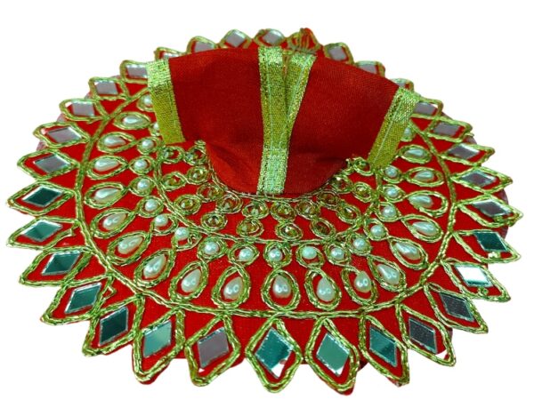Laddu Gopal Ji Mirror Designer Dress with Pagdi | Red