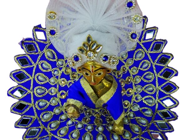 Laddu Gopal Ji Mirror Designer Dress with Pagdi | Blue