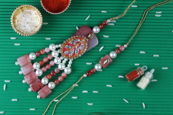 Pearl Resin Lumba Rakhi Set - Gift Pack